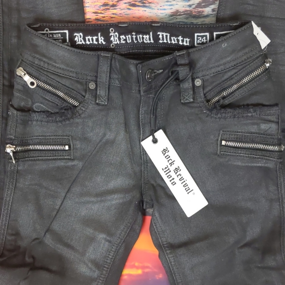 Rock REVIVAL - Skinny Jeans Coated Moto Camille size 24 - Picture 8 of 13
